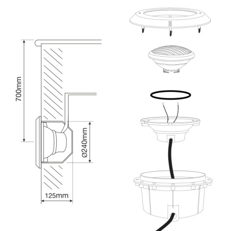 KIT NICHE PAR56 BETON LED 20W RGB TELECOMMANDE