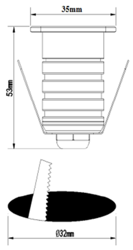 PROJECTEUR DE TERRASSE BLANC CHAUD ROND INOX 304 ø35 x 38mm - 1W