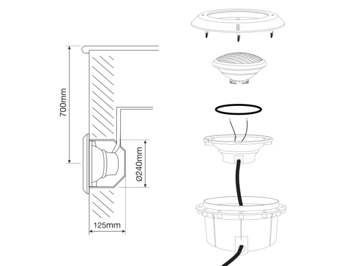 KIT NICHE PAR56 BETON LED 20W 6000K