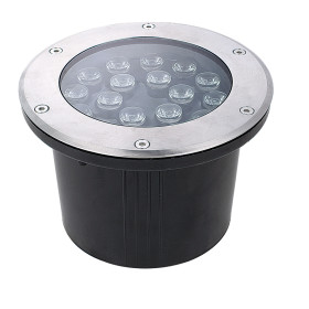 PROJECTEUR JARDIN ROND 20CM 15W RGB INOX 304 IP67